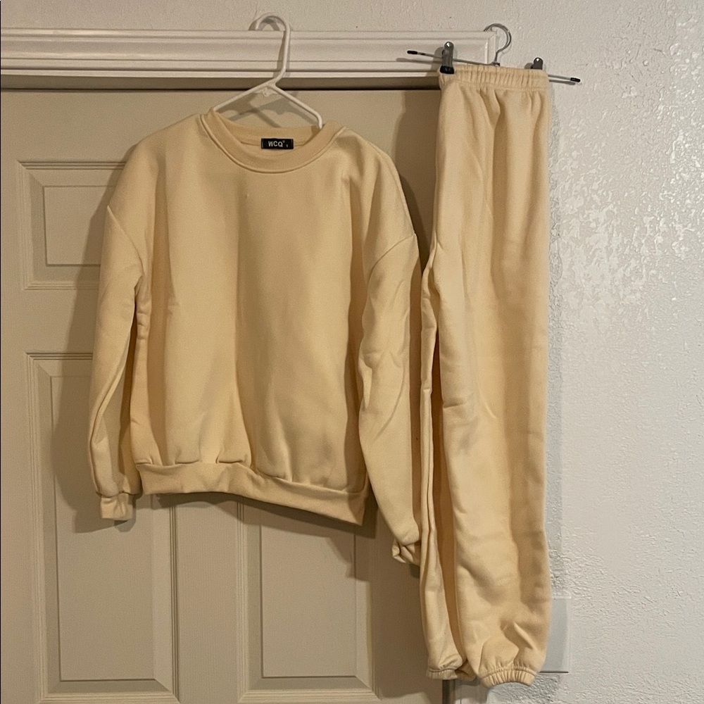 Cream Cozy Sweatshirt & Jogger Set